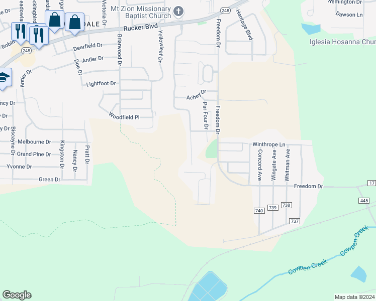 map of restaurants, bars, coffee shops, grocery stores, and more near 142 South Spring View Drive in Enterprise