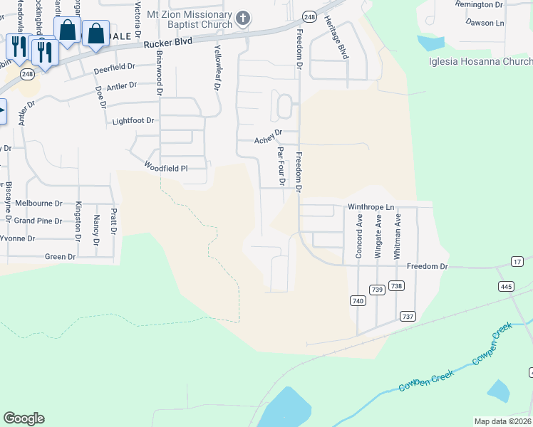 map of restaurants, bars, coffee shops, grocery stores, and more near 135 South Spring View Drive in Enterprise