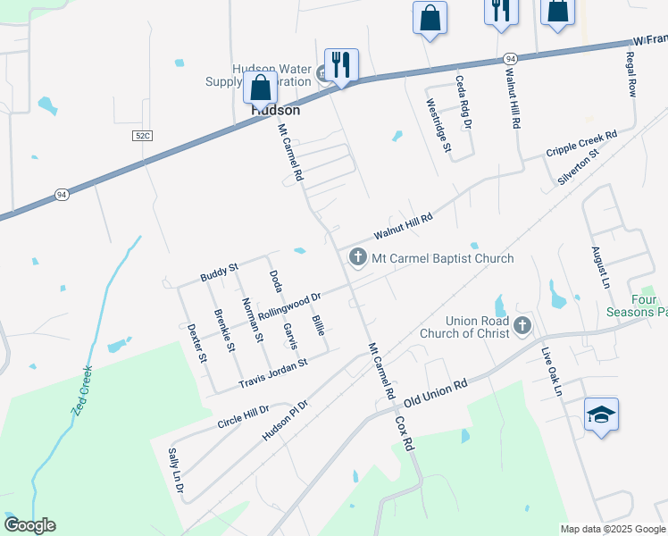 map of restaurants, bars, coffee shops, grocery stores, and more near 608 Mount Carmel Road in Lufkin