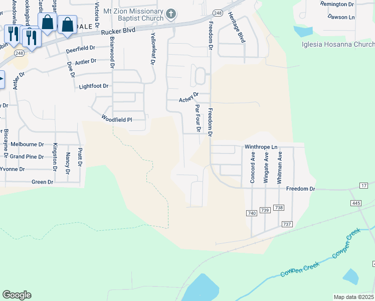 map of restaurants, bars, coffee shops, grocery stores, and more near 133 South Spring View Drive in Enterprise