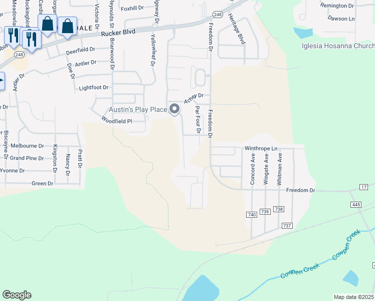 map of restaurants, bars, coffee shops, grocery stores, and more near 129 South Spring View Drive in Enterprise