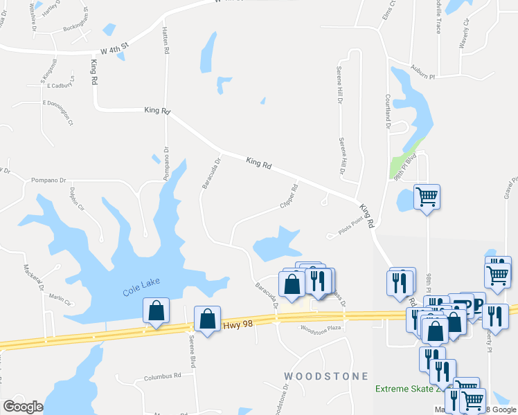 map of restaurants, bars, coffee shops, grocery stores, and more near 36 Clipper Road in Hattiesburg
