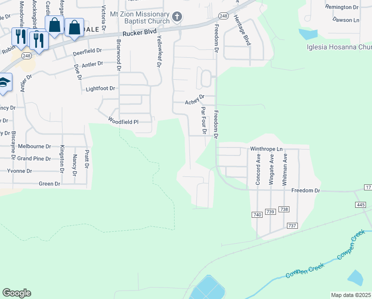 map of restaurants, bars, coffee shops, grocery stores, and more near 130 South Spring View Drive in Enterprise
