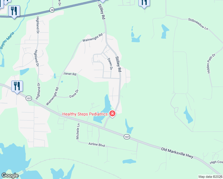 map of restaurants, bars, coffee shops, grocery stores, and more near 219 Deer Trce in Pineville