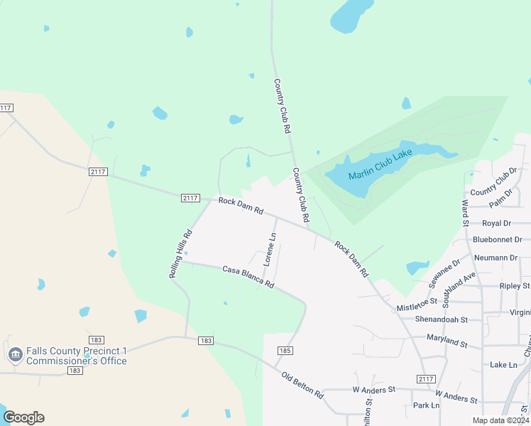 map of restaurants, bars, coffee shops, grocery stores, and more near 1309 Rock Dam Road in Marlin