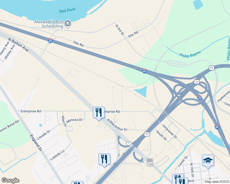map of restaurants, bars, coffee shops, grocery stores, and more near 1115 Martha Lane in Alexandria