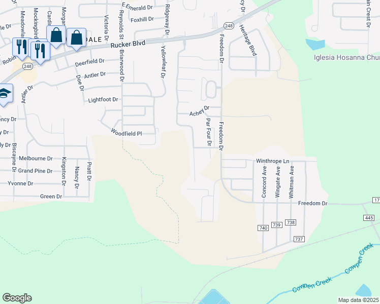 map of restaurants, bars, coffee shops, grocery stores, and more near 101 South Spring View Drive in Enterprise