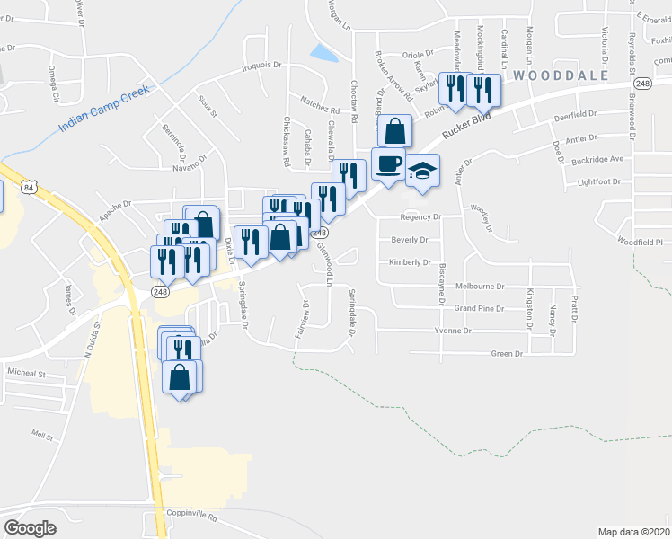 map of restaurants, bars, coffee shops, grocery stores, and more near 5 Anthony Circle in Enterprise