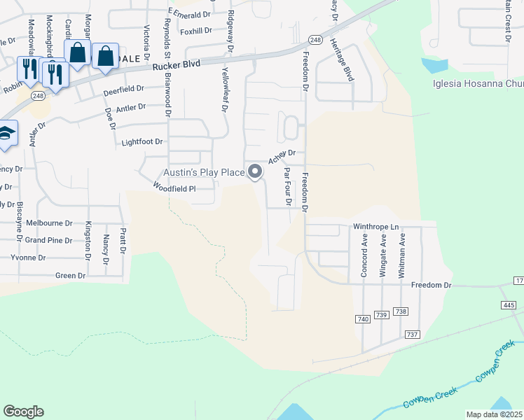 map of restaurants, bars, coffee shops, grocery stores, and more near 101 South Spring View Drive in Enterprise