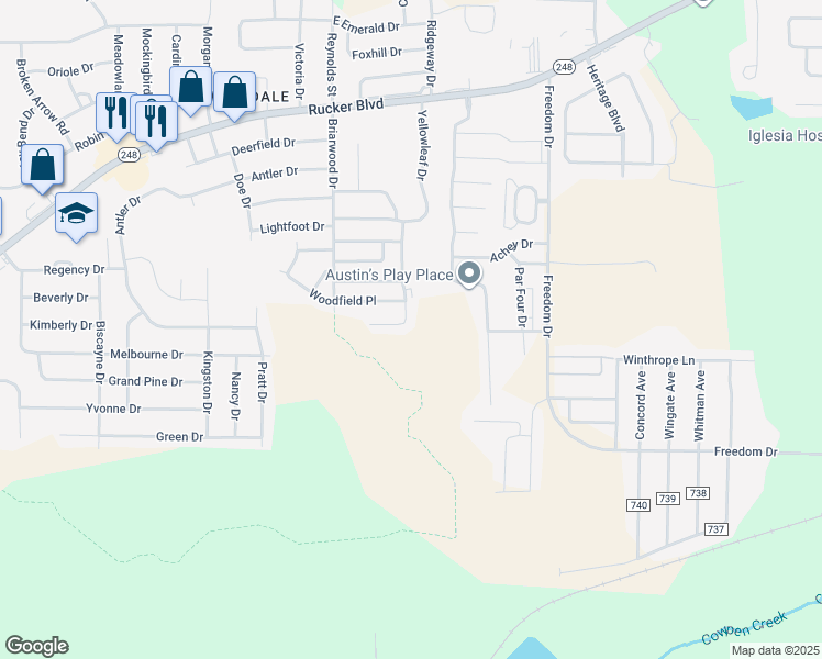 map of restaurants, bars, coffee shops, grocery stores, and more near 297 Candlebrook Drive in Enterprise