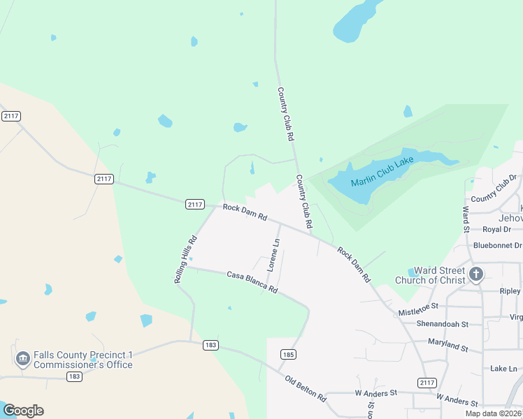map of restaurants, bars, coffee shops, grocery stores, and more near 1405 Rock Dam Road in Marlin