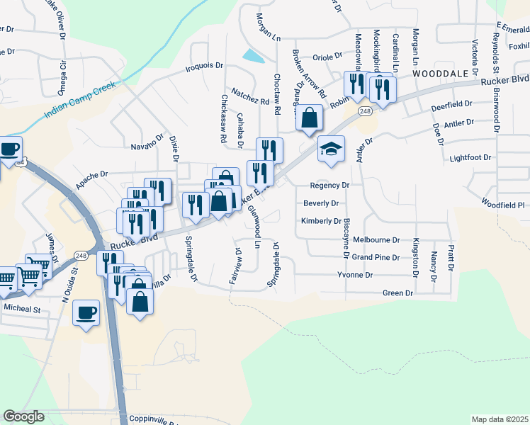 map of restaurants, bars, coffee shops, grocery stores, and more near 5 Anthony Circle in Enterprise