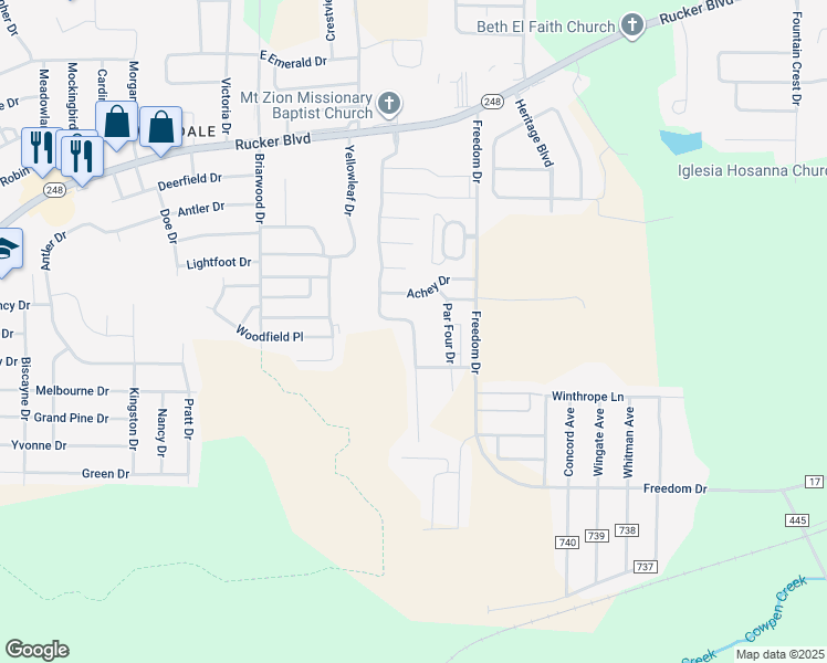 map of restaurants, bars, coffee shops, grocery stores, and more near 199 North Spring View Drive in Enterprise
