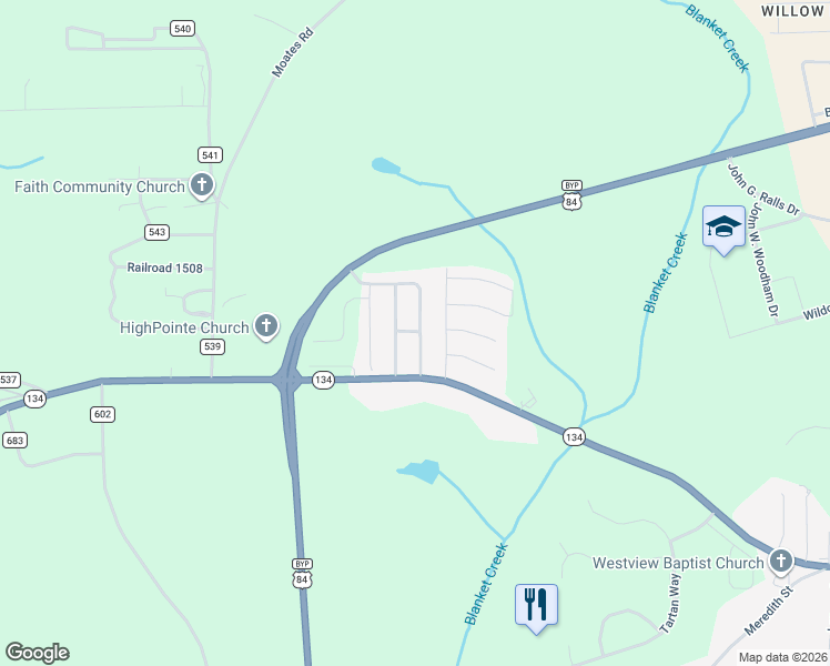map of restaurants, bars, coffee shops, grocery stores, and more near 128 Winterberry Way in Enterprise