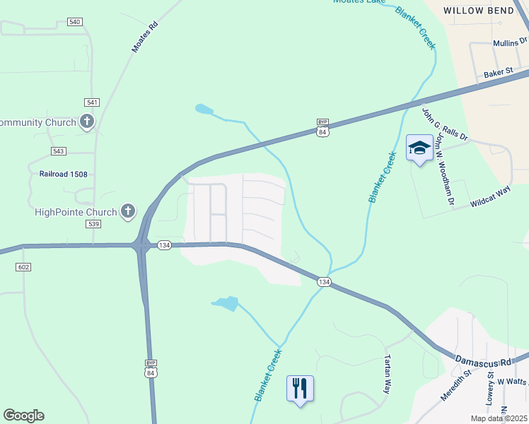 map of restaurants, bars, coffee shops, grocery stores, and more near 107 Cambridge Road in Enterprise