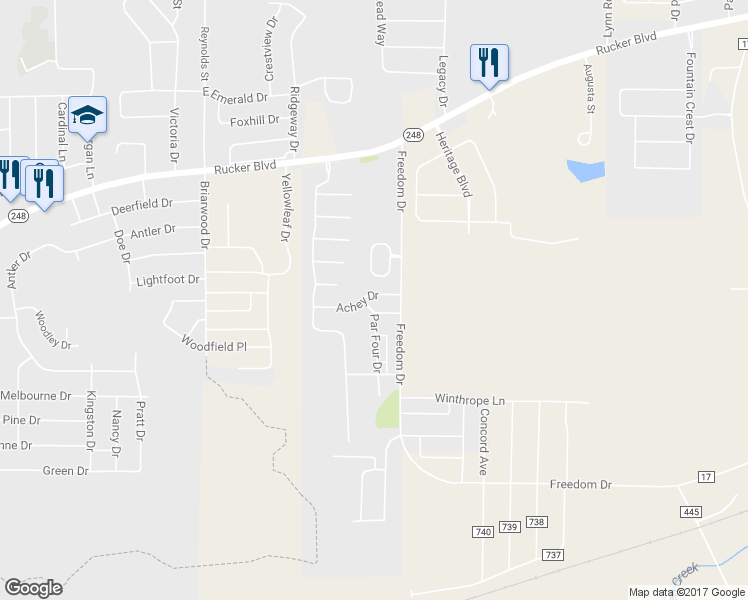 map of restaurants, bars, coffee shops, grocery stores, and more near 3122 Achey Drive in Enterprise