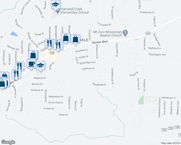 map of restaurants, bars, coffee shops, grocery stores, and more near 126 West Briar Drive in Enterprise