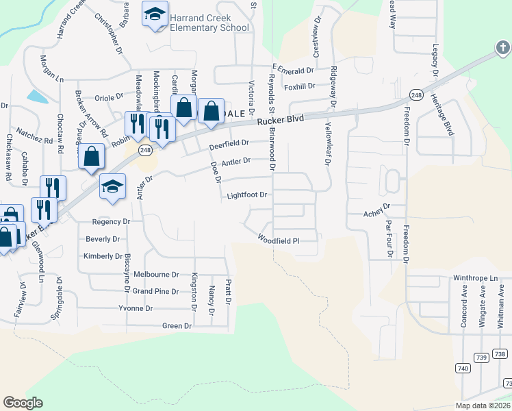 map of restaurants, bars, coffee shops, grocery stores, and more near 122 West Briar Drive in Enterprise