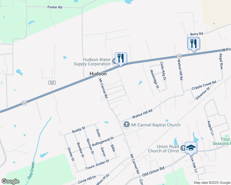 map of restaurants, bars, coffee shops, grocery stores, and more near 140 Mount Carmel Park in Lufkin