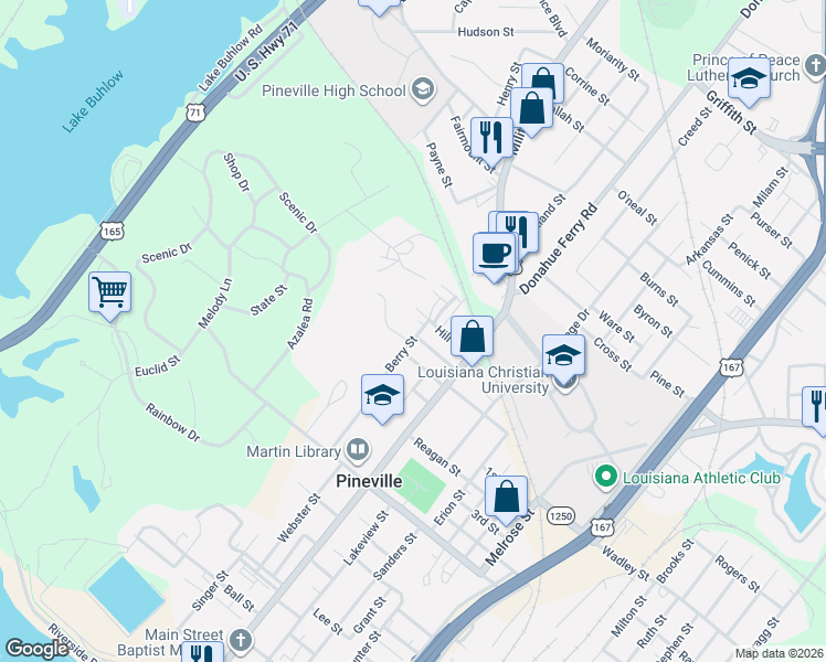 map of restaurants, bars, coffee shops, grocery stores, and more near 140-298 Williams Hill Rd in Pineville