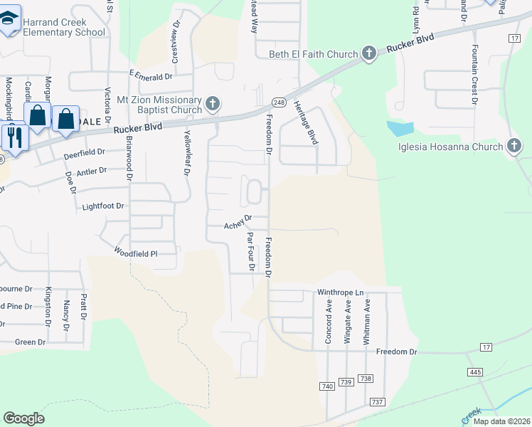 map of restaurants, bars, coffee shops, grocery stores, and more near 3169 Achey Drive in Enterprise