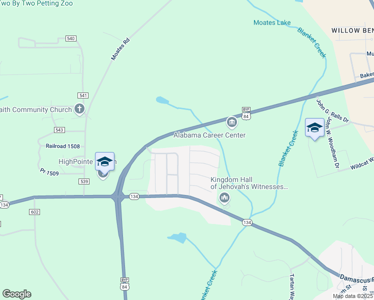 map of restaurants, bars, coffee shops, grocery stores, and more near 501 Fairfield Drive in Enterprise