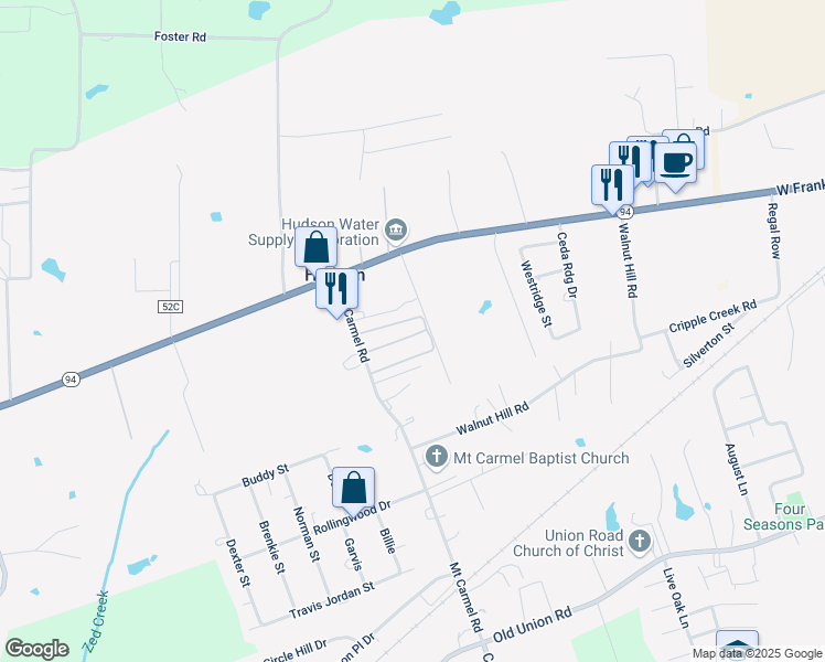 map of restaurants, bars, coffee shops, grocery stores, and more near 140 Mount Carmel Park in Lufkin