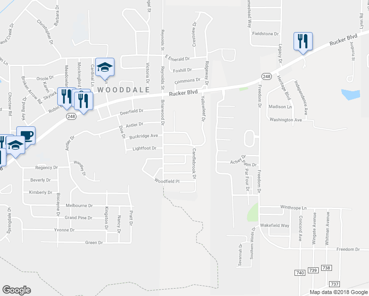map of restaurants, bars, coffee shops, grocery stores, and more near 112 Yellowleaf Drive in Enterprise