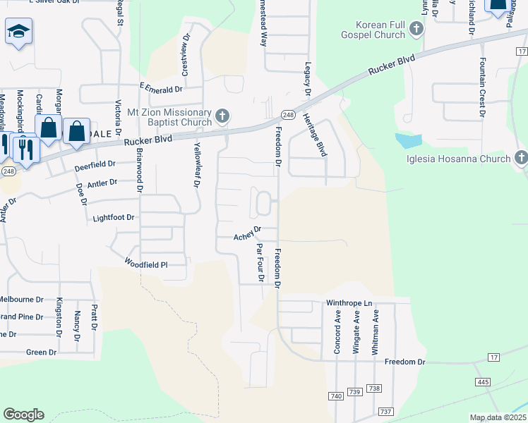 map of restaurants, bars, coffee shops, grocery stores, and more near 3125 Achey Drive in Enterprise