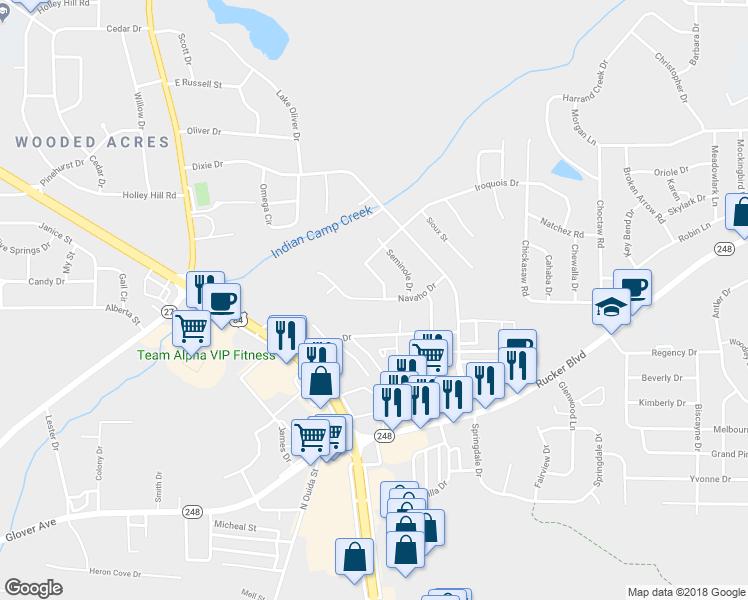 map of restaurants, bars, coffee shops, grocery stores, and more near 403 Navaho Drive in Enterprise