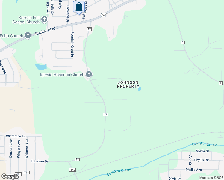map of restaurants, bars, coffee shops, grocery stores, and more near 104 Rolling Pines Drive in Enterprise