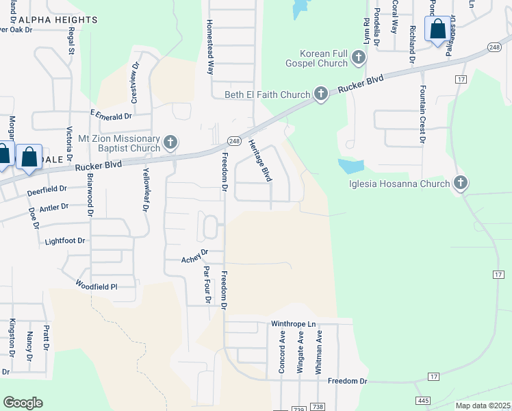 map of restaurants, bars, coffee shops, grocery stores, and more near 216 Washington Avenue in Enterprise