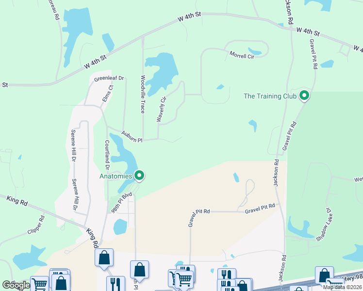 map of restaurants, bars, coffee shops, grocery stores, and more near 94 Auburn Place in Hattiesburg
