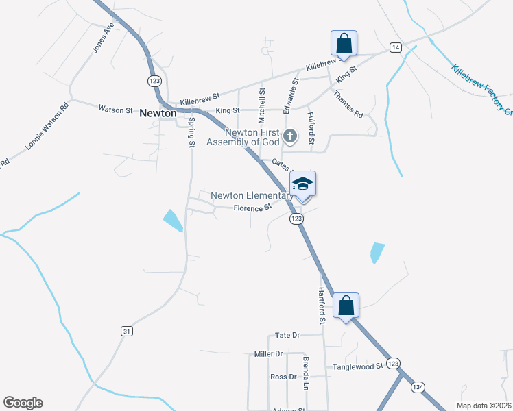 map of restaurants, bars, coffee shops, grocery stores, and more near 129 Florence Street in Newton