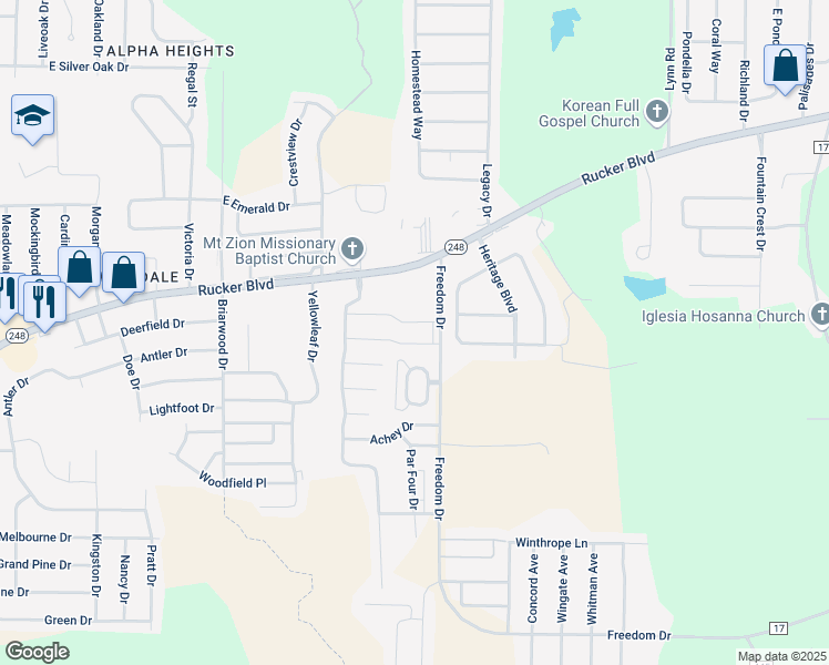 map of restaurants, bars, coffee shops, grocery stores, and more near 1732 Rucker Boulevard in Enterprise