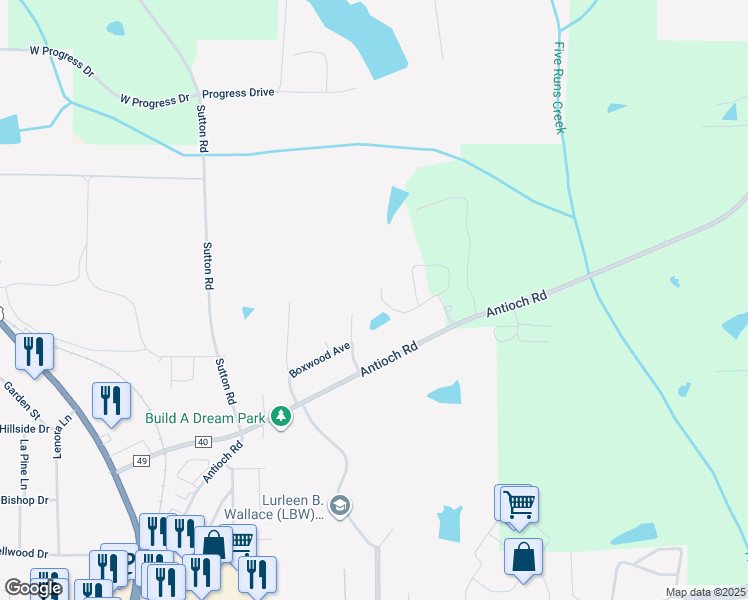 map of restaurants, bars, coffee shops, grocery stores, and more near 100 Spruce Dr in Andalusia