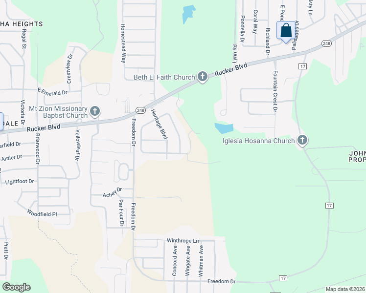 map of restaurants, bars, coffee shops, grocery stores, and more near 129 Independence Avenue in Enterprise