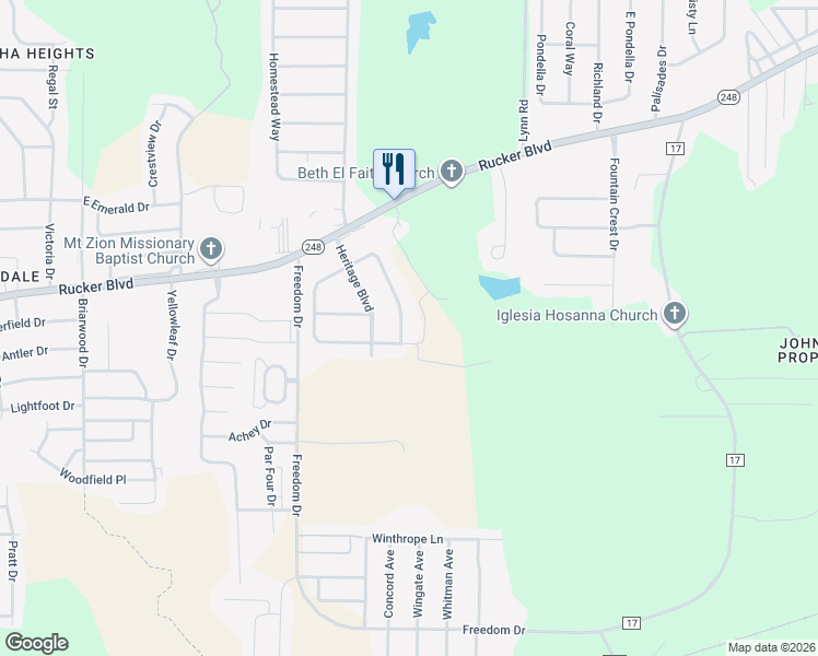 map of restaurants, bars, coffee shops, grocery stores, and more near 129 Independence Avenue in Enterprise