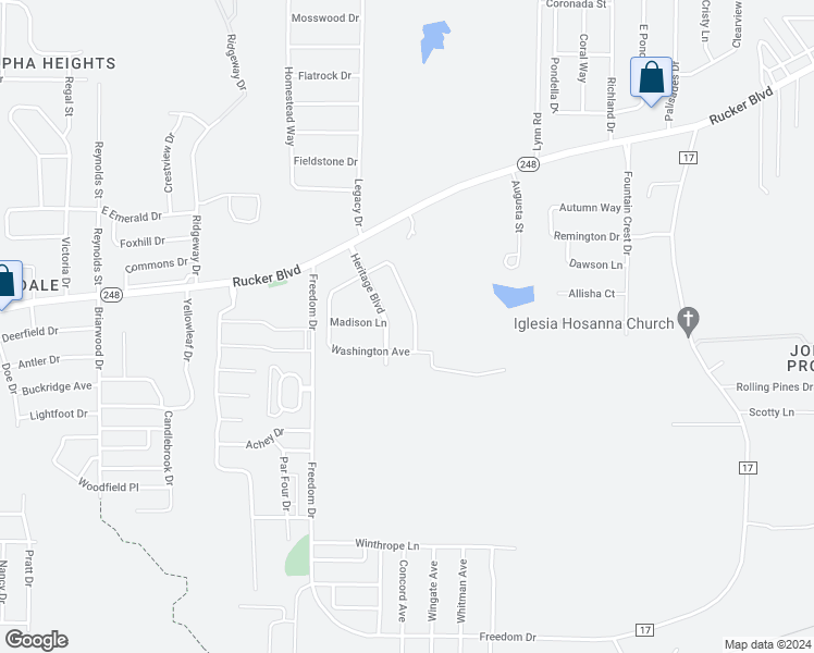 map of restaurants, bars, coffee shops, grocery stores, and more near 116 Independence Avenue in Enterprise