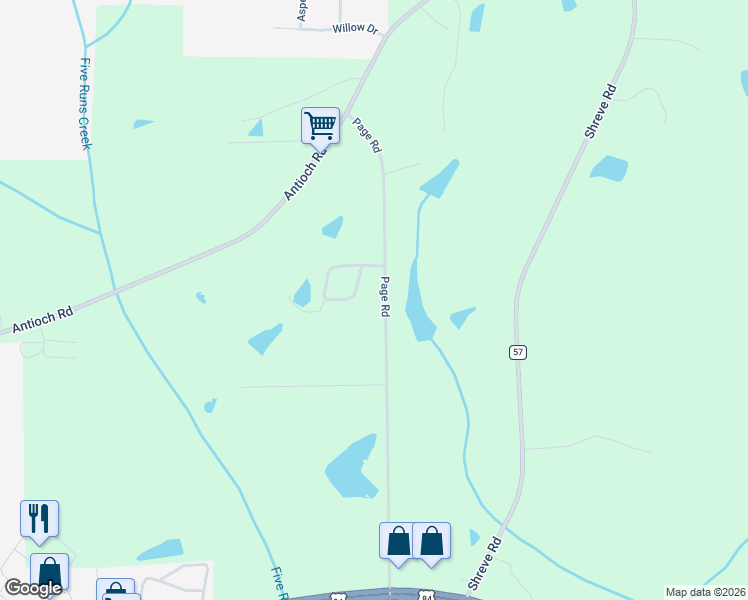 map of restaurants, bars, coffee shops, grocery stores, and more near 23559 Page Road in Andalusia