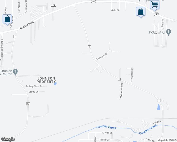 map of restaurants, bars, coffee shops, grocery stores, and more near 184 Private Road 1428 in Enterprise