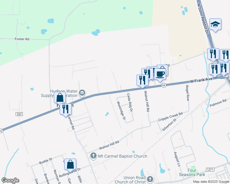map of restaurants, bars, coffee shops, grocery stores, and more near 166 Heatherwood Street in Lufkin