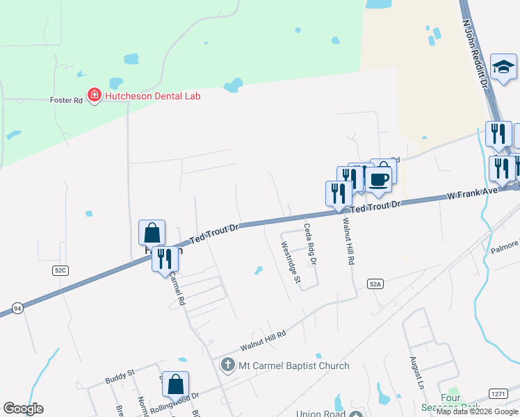 map of restaurants, bars, coffee shops, grocery stores, and more near 2986 Ted Trout Drive in Lufkin
