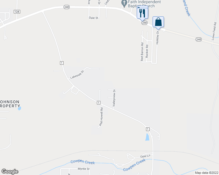 map of restaurants, bars, coffee shops, grocery stores, and more near 44 Brookview Drive in Enterprise
