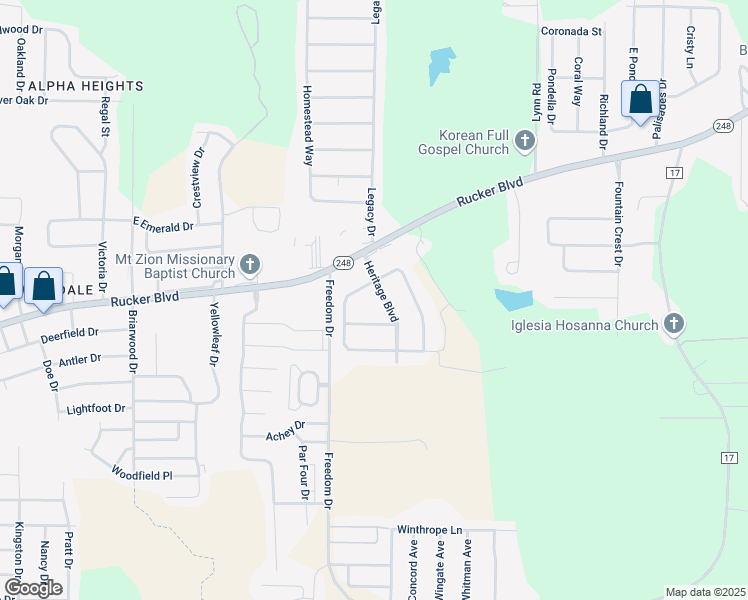 map of restaurants, bars, coffee shops, grocery stores, and more near 202 Heritage Boulevard in Enterprise
