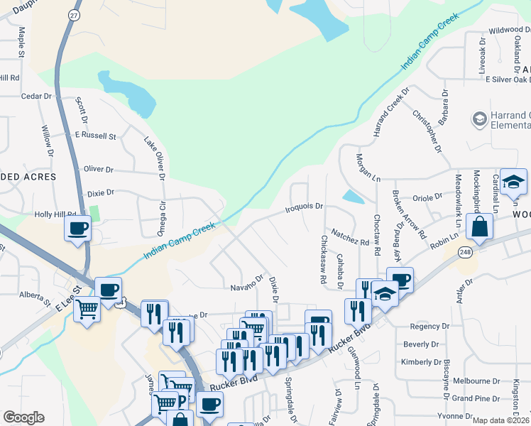 map of restaurants, bars, coffee shops, grocery stores, and more near 431-605 Iroquois Drive in Enterprise