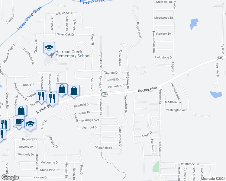 map of restaurants, bars, coffee shops, grocery stores, and more near 113 Woodberry Drive in Enterprise