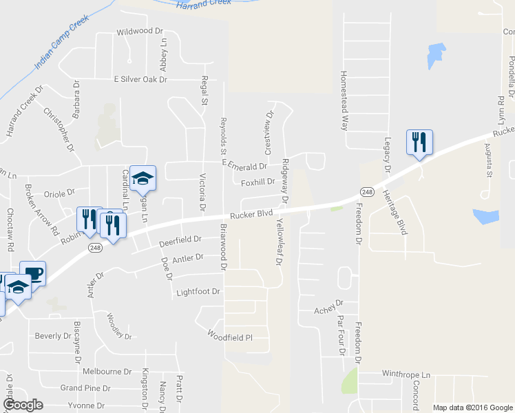 map of restaurants, bars, coffee shops, grocery stores, and more near 123 Woodberry Drive in Enterprise