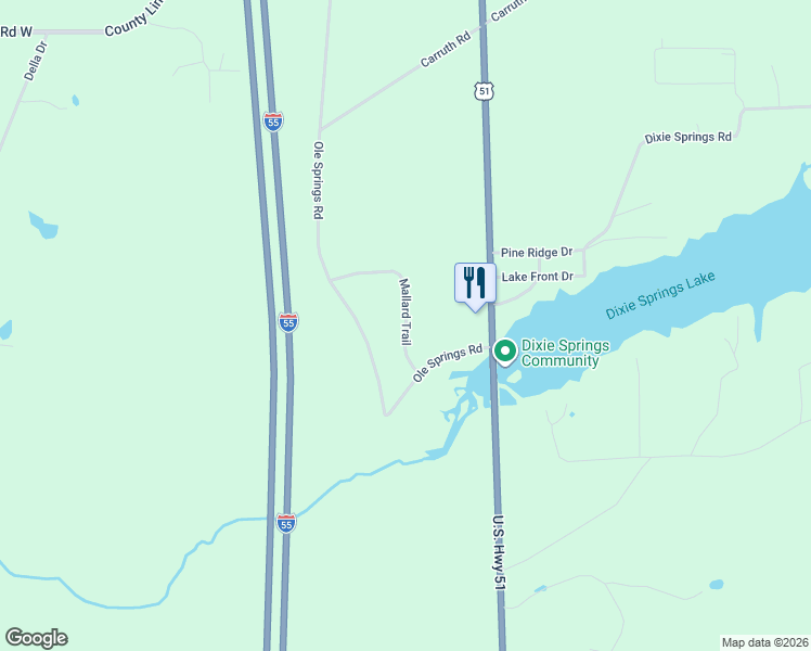 map of restaurants, bars, coffee shops, grocery stores, and more near Mallard Trail in Pike County