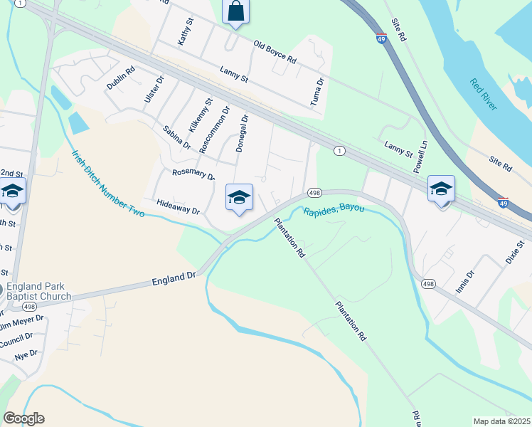 map of restaurants, bars, coffee shops, grocery stores, and more near 5300 England Drive in Alexandria